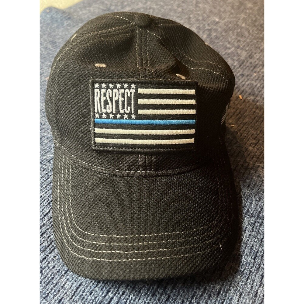 Respect Blue Police Flag Hat Trucker Dad Adjustable Buckle Buck Wear Cap